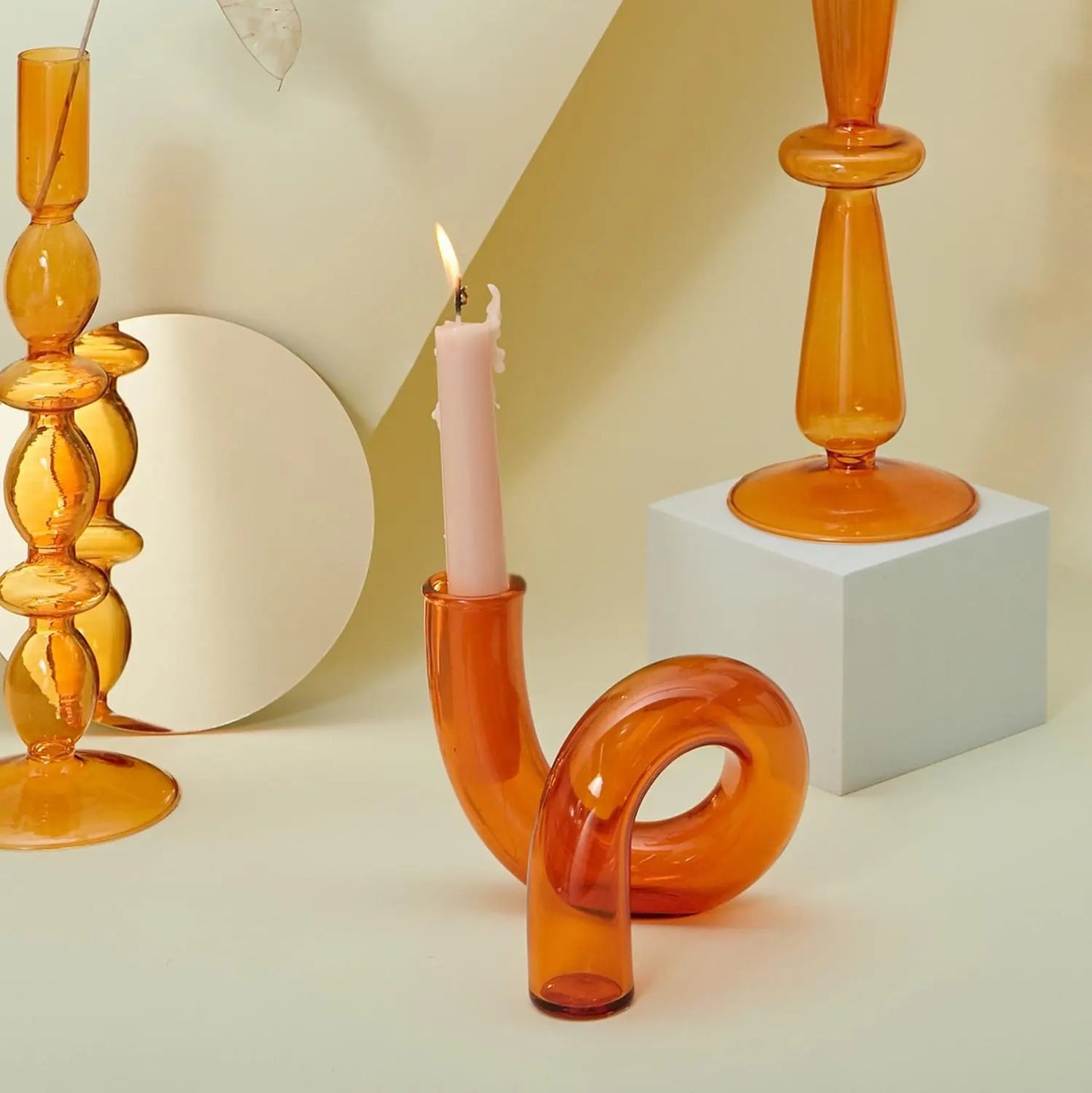 Leif - Nordic Glass Knot Candlestick Vases